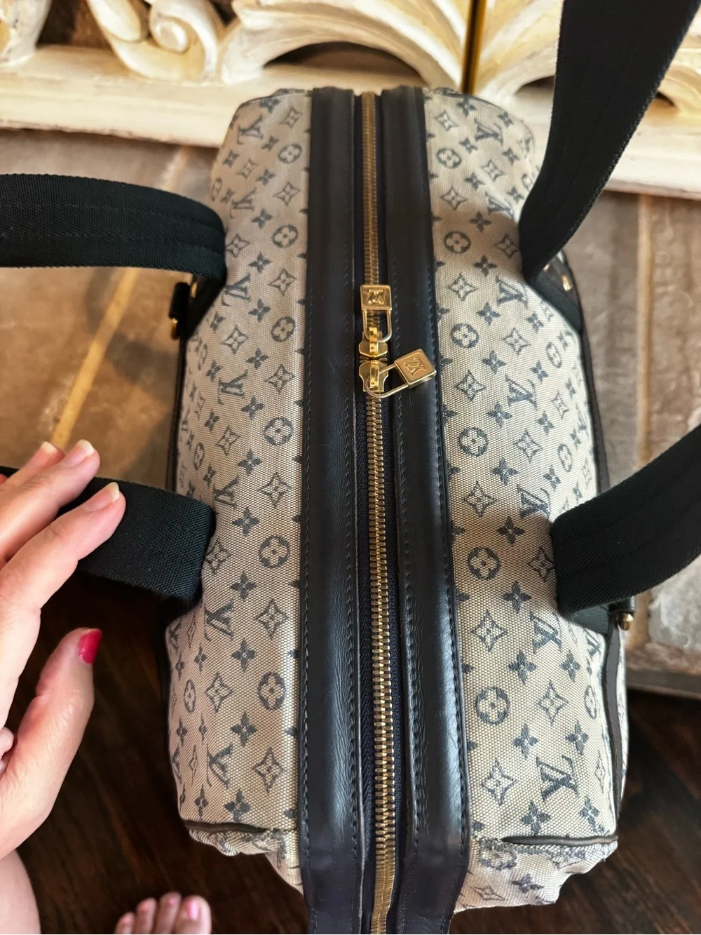 Louis Vuitton Navy/Gray Monogram Minilin GM with Certificate of Authenticity